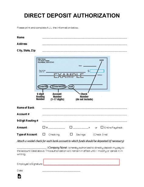 Free Printable Direct Deposit Form