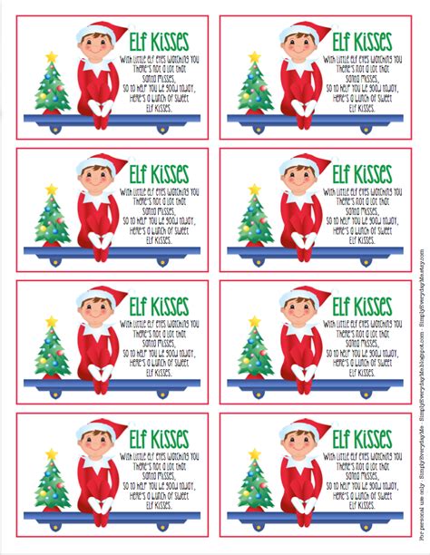 Free Printable Elf Kisses Printable