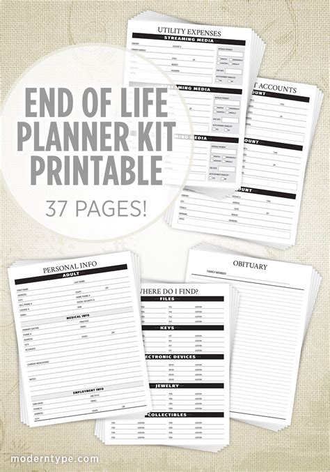 Free Printable End Of Life Planner Template Word