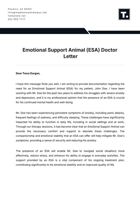 Free Printable Esa Letter Template