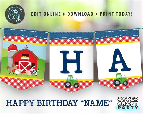 Free Printable Farm Birthday Banner