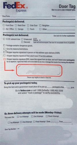 Free Printable Fedex Door Tag