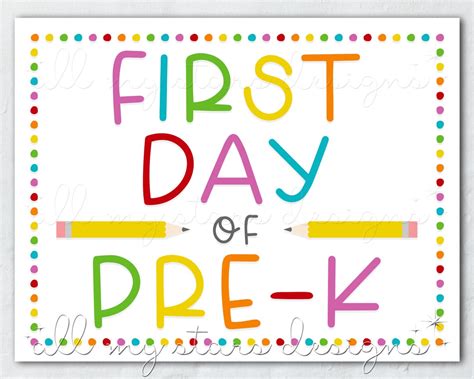 Free Printable First Day Pre K