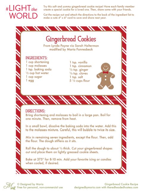 Free Printable Gingerbread Cookie Recipe