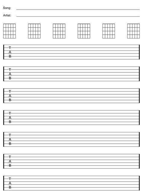Free Printable Guitar Tablature