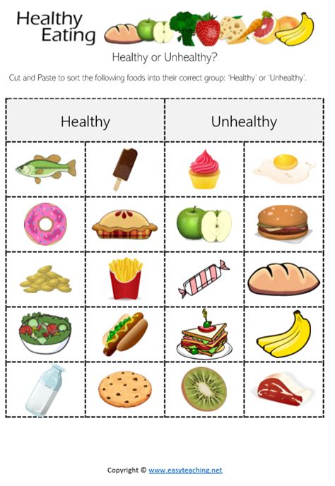 Free Printable Healthy Eating Worksheets