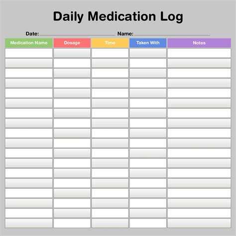 Free Printable Home Use Daily Medication Chart