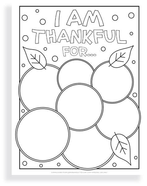 Free Printable I Am Thankful For Coloring Pages
