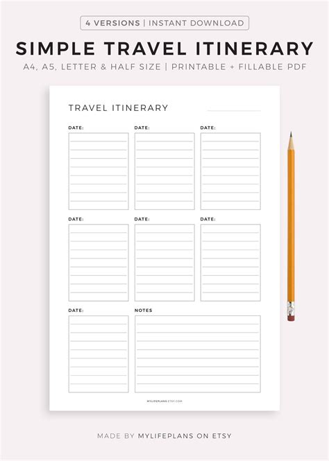 Free Printable Itinerary