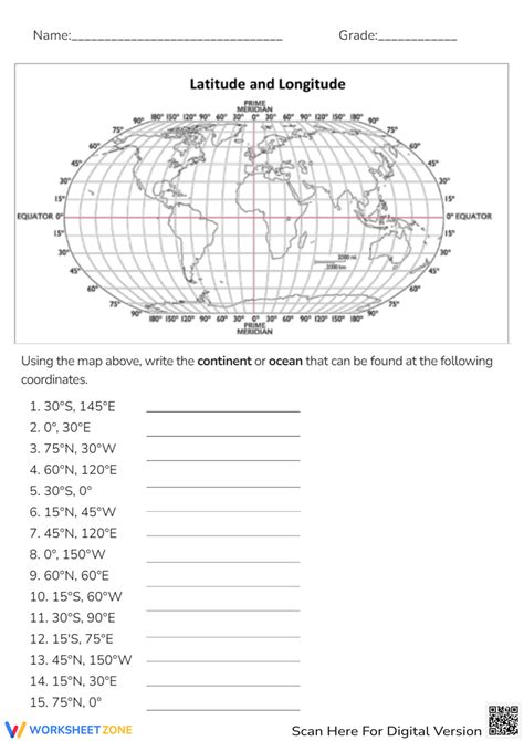 Free Printable Longitude And Latitude Worksheets