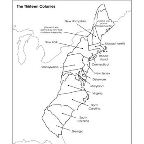 Free Printable Map Of The 13 Colonies