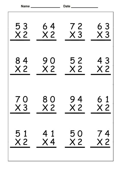 Free Printable Math Multiplication Worksheets For 4th Grade