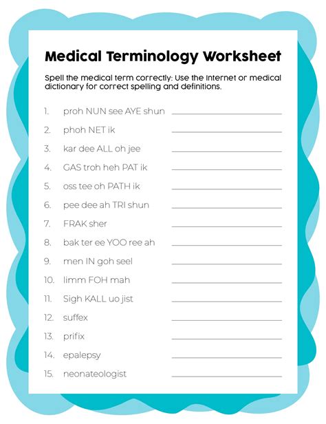 Free Printable Medical Terminology Worksheets