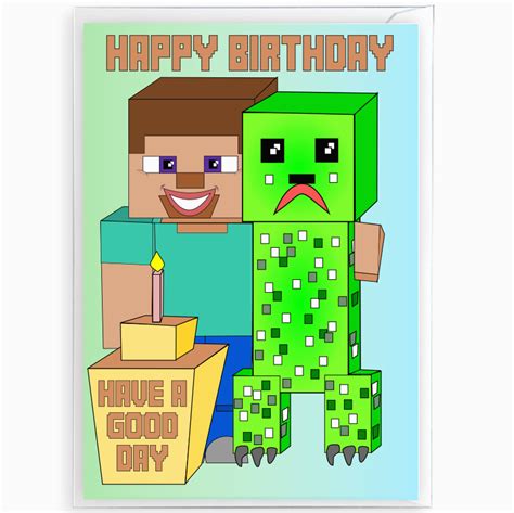 Free Printable Minecraft Birthday Card