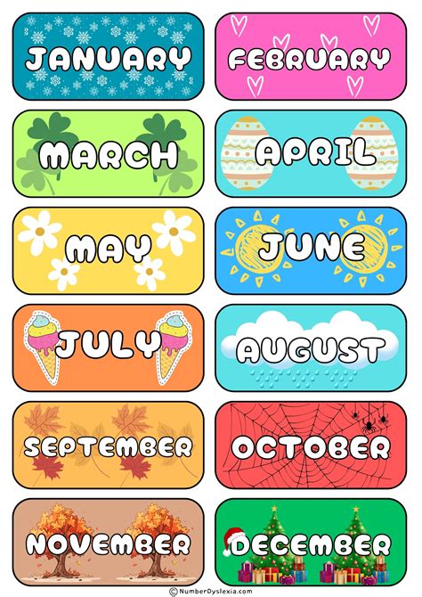 Free Printable Months Of The Year Chart