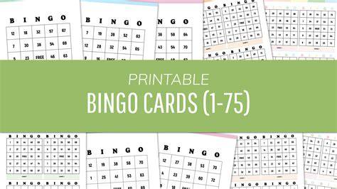 Free Printable Number Bingo Cards 1 75