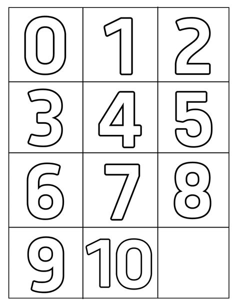Free Printable Number Templates 1-10