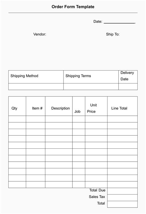 Free Printable Order Forms