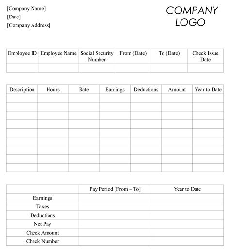 Free Printable Paystub