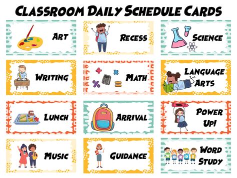 Free Printable Printable Classroom Schedule Cards