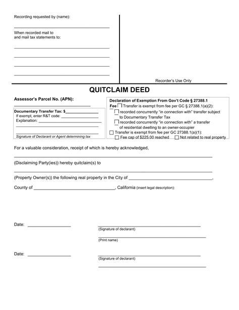 Free Printable Quitclaim Deed