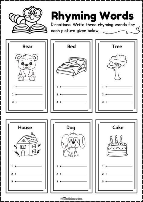 Free Printable Rhyming Words Worksheet For Kindergarten