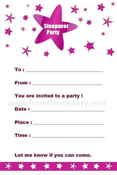Free Printable Slumber Party Invitations