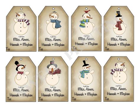 Free Printable Snowman Tags