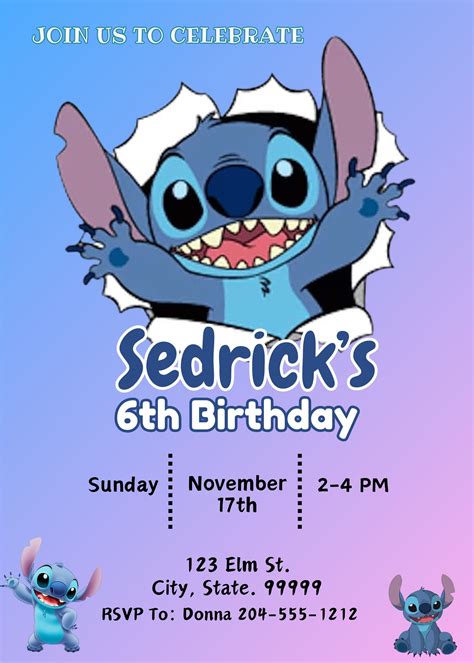Free Printable Stitch Birthday Invitations