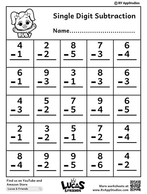 Free Printable Subtraction Sheets