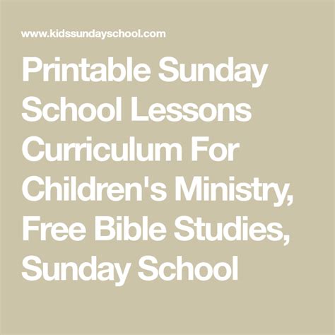 Free Printable Sunday School Lessons For Kids