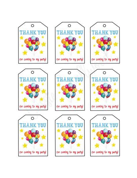 Free Printable Thank You For Coming To My Party Tags
