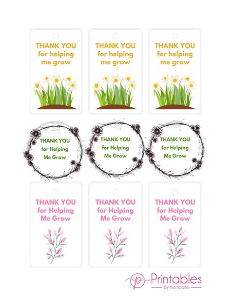 Free Printable Thank You For Helping Me Grow