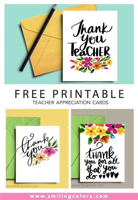 Free Printable Thank You Teacher Card Printable