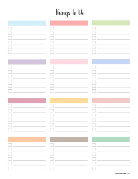 Free Printable Things To Do List