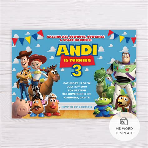 Free Printable Toy Story Birthday Invitations Template Free