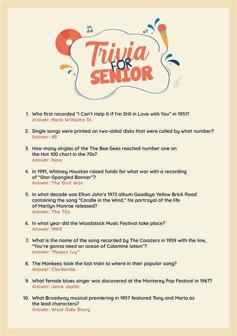 Free Printable Trivia Questions And Answers For Senior Citizens