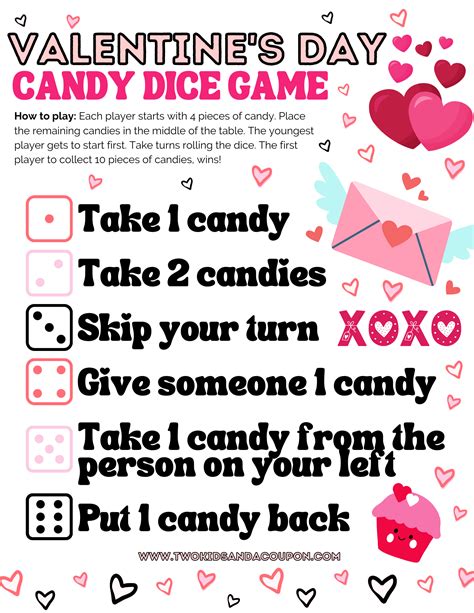 Free Printable Valentines Bowl And Candy Card Game