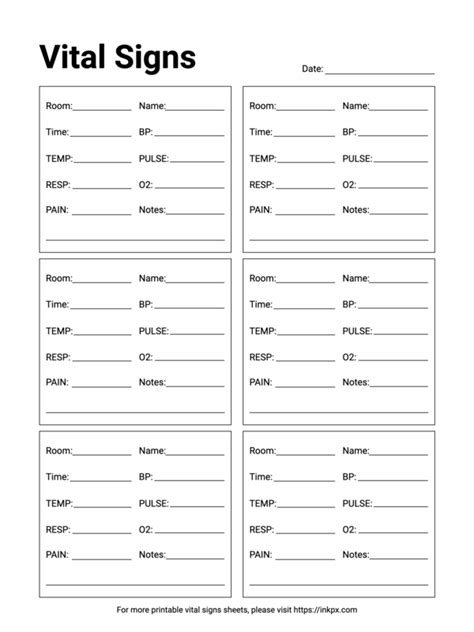 Free Printable Vital Signs Sheet