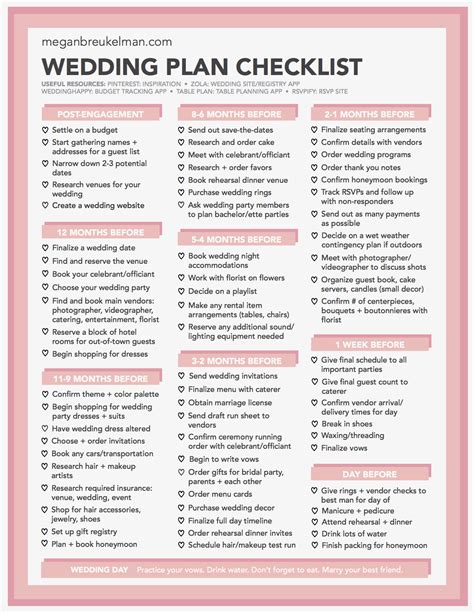 Free Printable Wedding Checklist For Wedding Planning