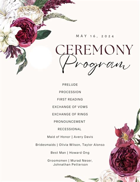 Free Printable Wedding Program Templates