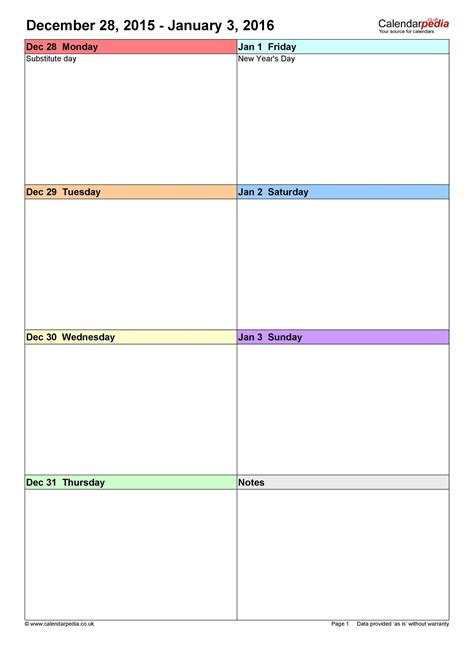 Free Printable Week Calendar