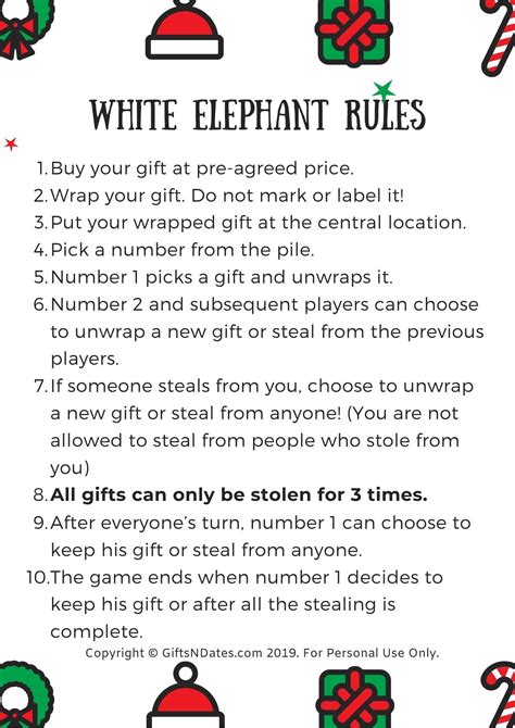Free Printable White Elephant Rules Printable