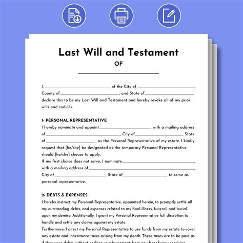 Free Printable Will And Testament