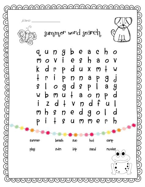 Free Printable Word Searches For 1st Graders