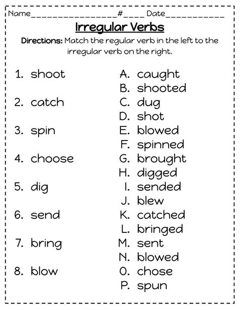 Free Printable Worksheets For 2nd Grade Irregular Verbs