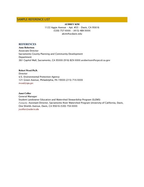 Free Professional Reference Template