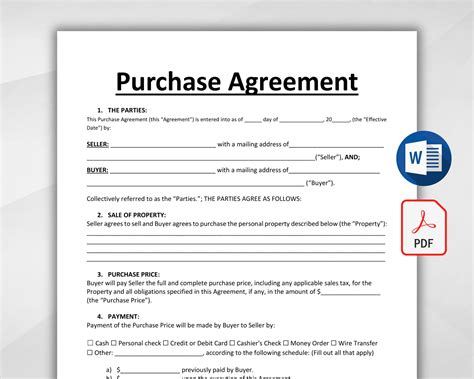 Free Purchase Contract Template