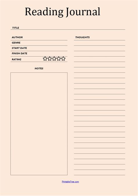 Free Reading Journal Template