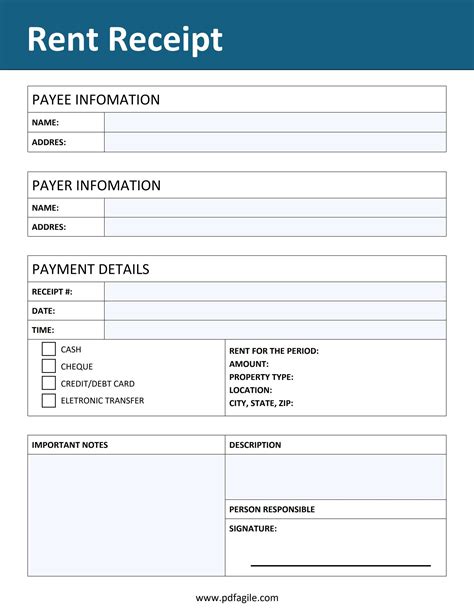 Free Rent Receipt Template
